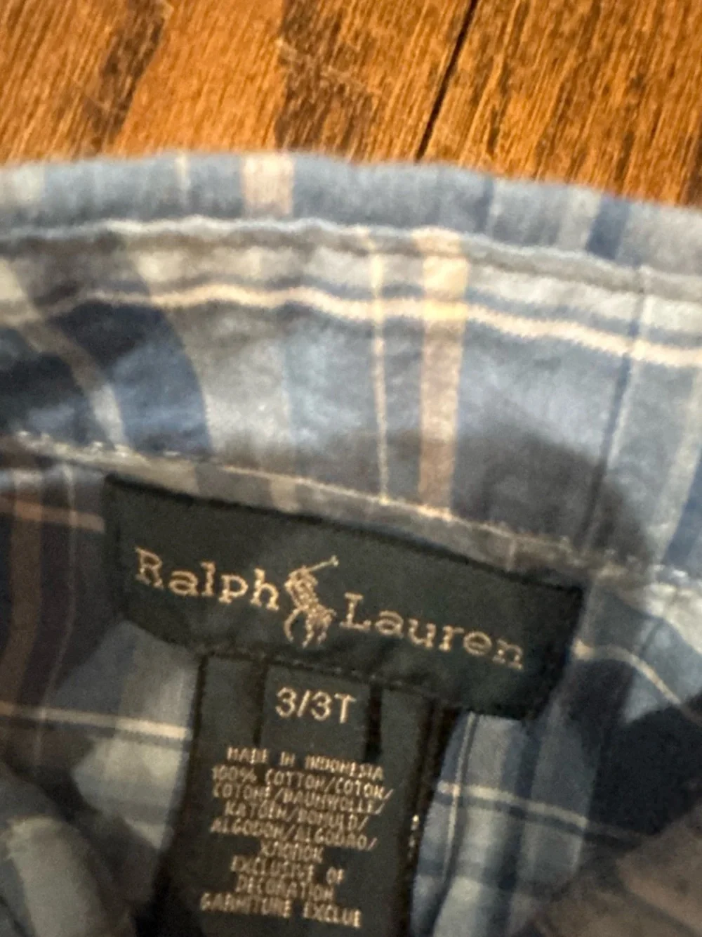 Ralph Lauren Blue & White Plaid short sleeve Button-Down Shirt- size 3t